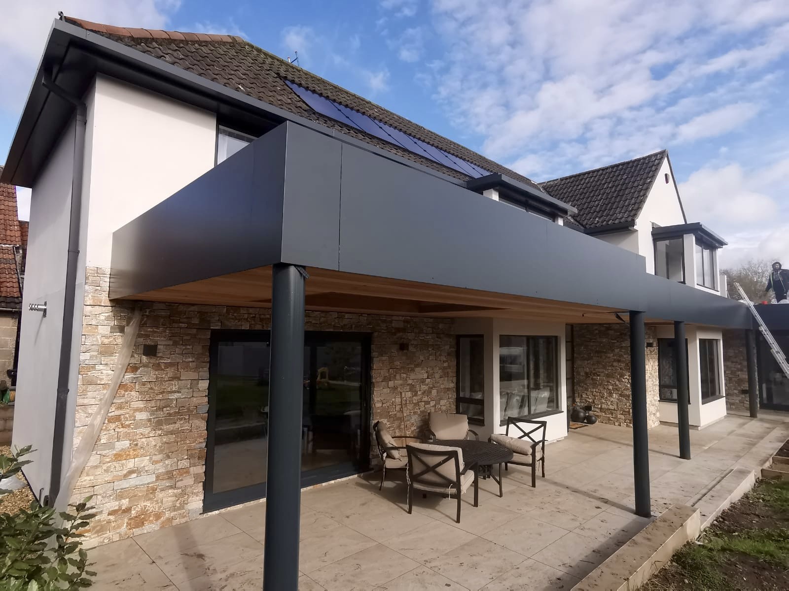 Aluminium fold over fascia in Wells County Gutters Project