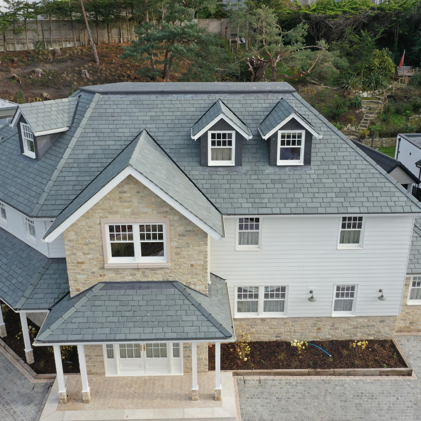 Sandbanks Coastal Property Aluminium Soffit and Mustang Guttering Installation Image